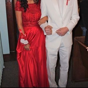 Sherri Hill two piece red prom dress